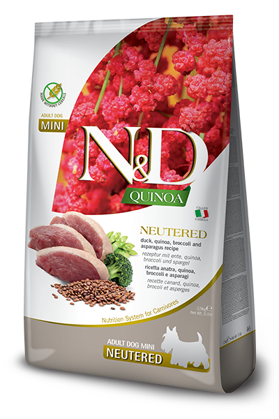 Farmina N&D Neutered Mini Con Anatra e Quinoa Per Cani Sterilizzati Di Taglia Piccola