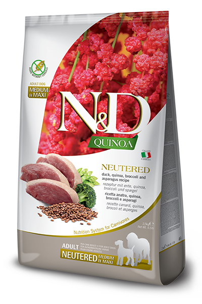 Farmina N&D Neutered Medium & Maxi Con Anatra e Quinoa Per Cani Sterilizzati Di Taglia Media e Grande