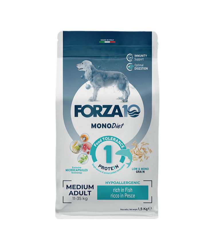 Forza 10 Medium Diet Adult al Pesce Cibo Secco per Cani Adulti di Taglia Media
