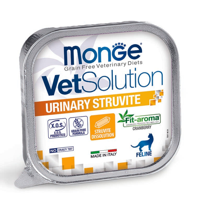 Monge VetSolution Urinary Struvite 100 Grammi Cibo Umido per Gatti Adulti con Problemi Urinari - 12 Vaschette