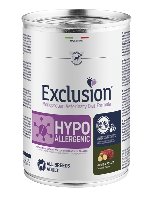Exclusion Adult Hypoallergenic Con Cavallo e Patate Per Cani Adulti - 12 Lattine