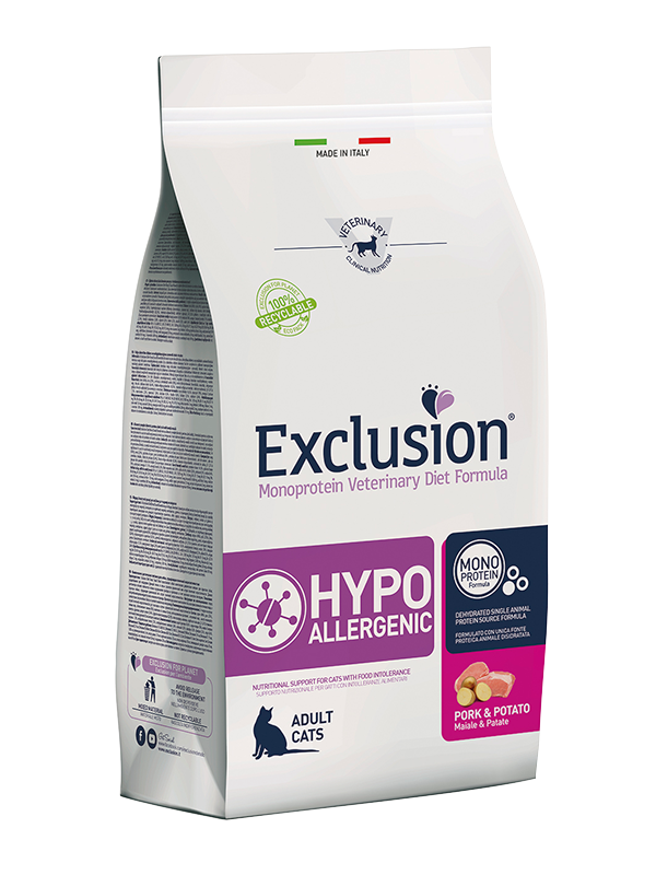 Exclusion Hypoallergenic Maiale e Patate 1,5 kg Cibo Secco Per Gatti Adulti