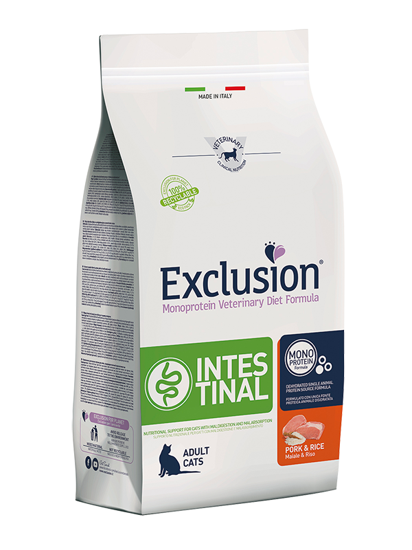 Exclusion Intestinal Maiale e riso 1,5 kg Cibo Secco Per Gatti Adulti