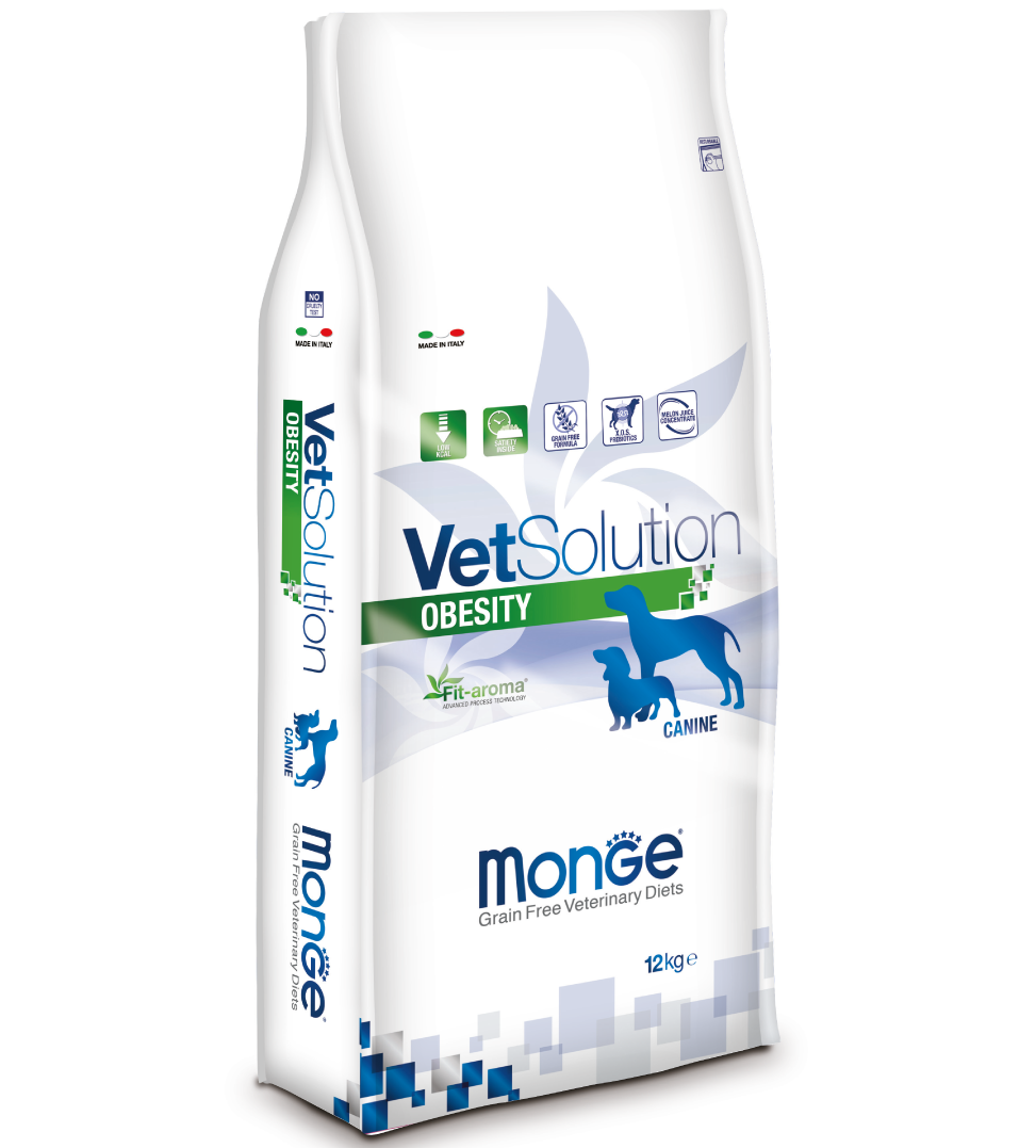 Monge VetSolution Obesity 12 kg Cibo Secco per Cani Adulti di Tutte le Taglie con Intolleranze