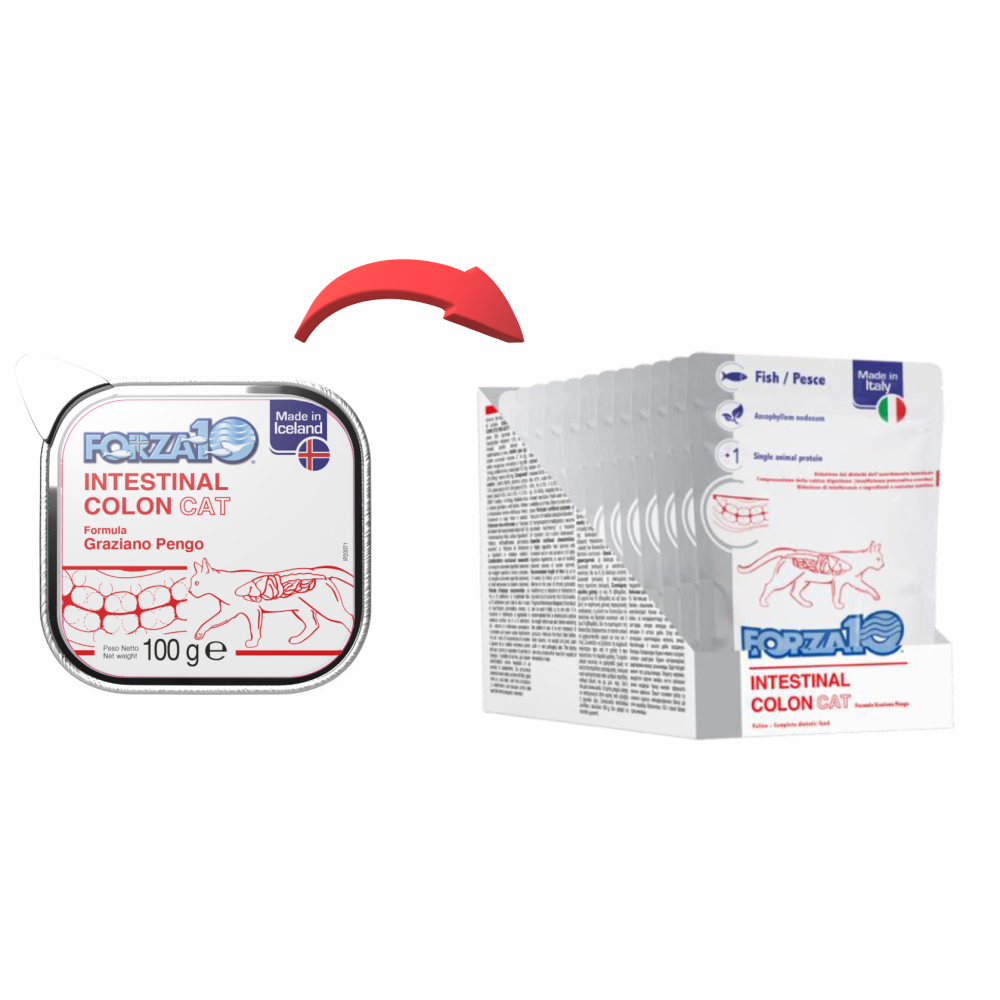 Forza 10 Intestinal Colon 100 grammi Con Pesce Per Gatti Adulti - 12 Bustine