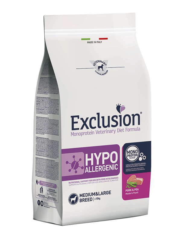 Exclusion Hypoallergenic Maiale e Piselli Per Cani Taglia Media e Grande