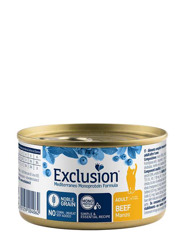 Exclusion Mediterraneo Adult + Cibo Umido per Gatti Adulti - 12 Lattine