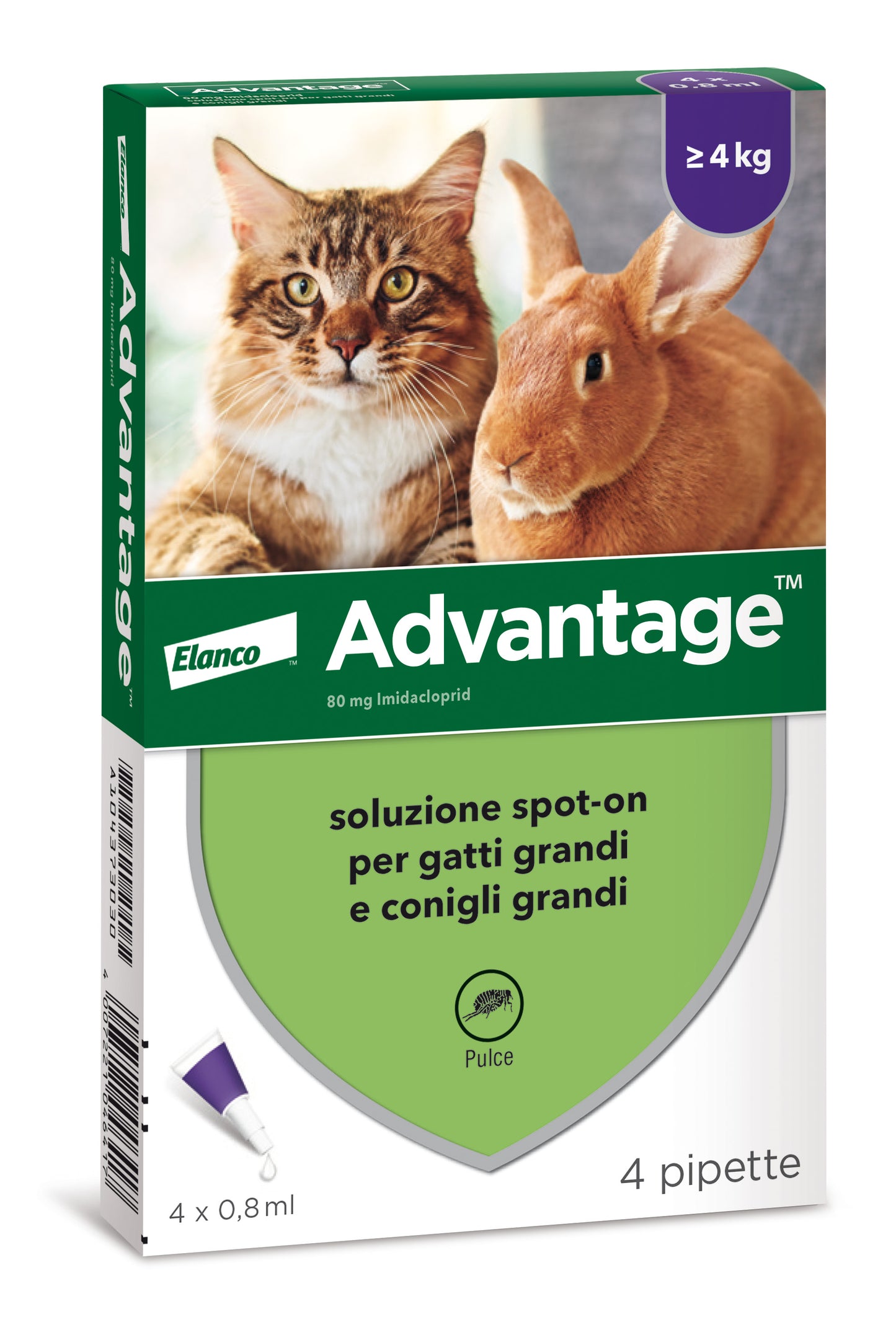 Advantage 4 Pipette Antipulci Per Gatti, Gattini e Conigli