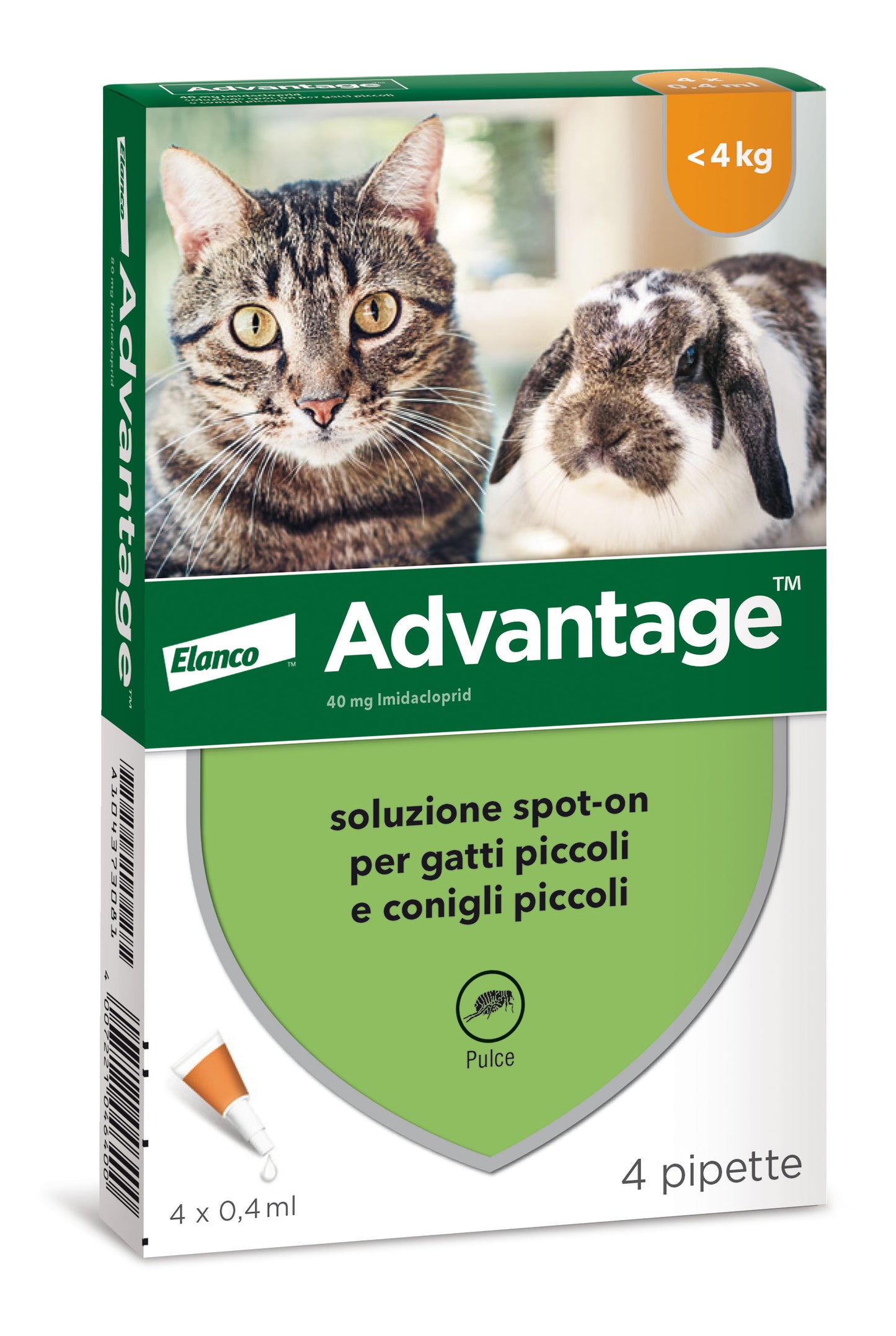 Advantage 4 Pipette Antipulci Per Gatti, Gattini e Conigli