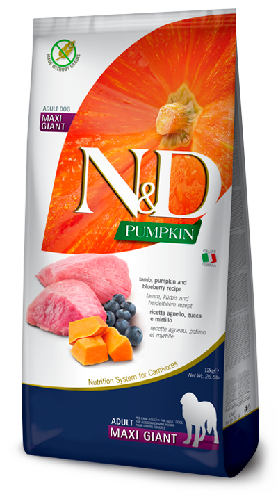 Farmina N&D Adult Giant Agnello Mirtillo Zucca Crocchette 12 Kg Per Cani Adulti Di Taglia Gigante