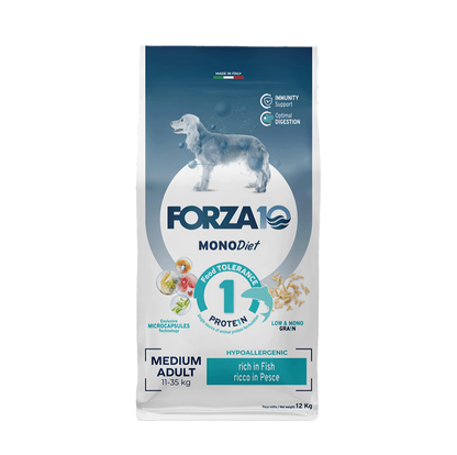 Forza 10 Medium Diet Adult al Pesce Cibo Secco per Cani Adulti di Taglia Media
