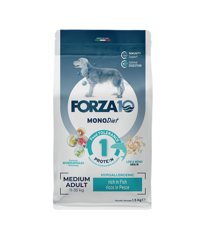 Forza 10 Medium Diet Adult al Pesce Cibo Secco per Cani Adulti di Taglia Media