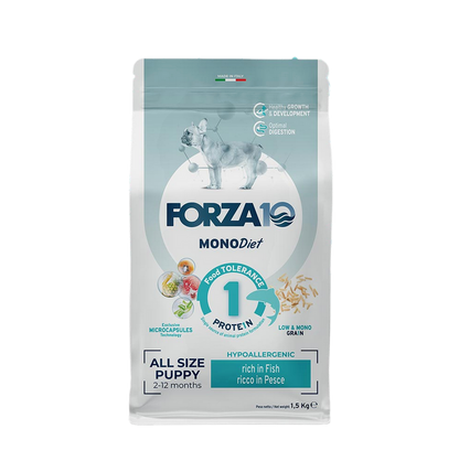 Forza 10 Puppy Diet al Pesce 1,5 kg Cibo Secco per Cuccioli di Tutte le Taglie