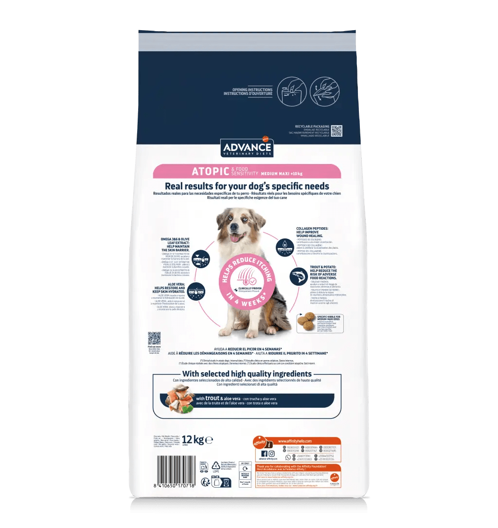 Advance Atopic Con Trota 12 kg Medium Maxi - Crocchette Per Cani Adulti