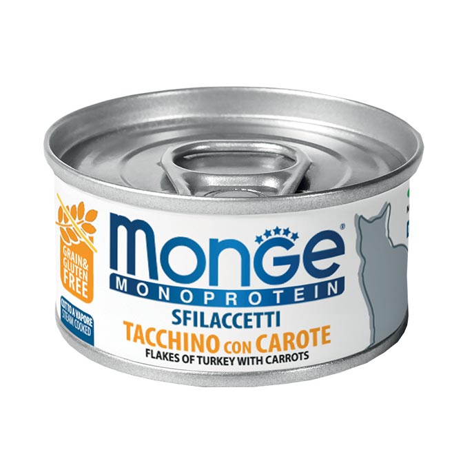 Monge Monoprotein Grain Free 80 Grammi Cibo Umido per Gatti Adulti - 12 Lattine