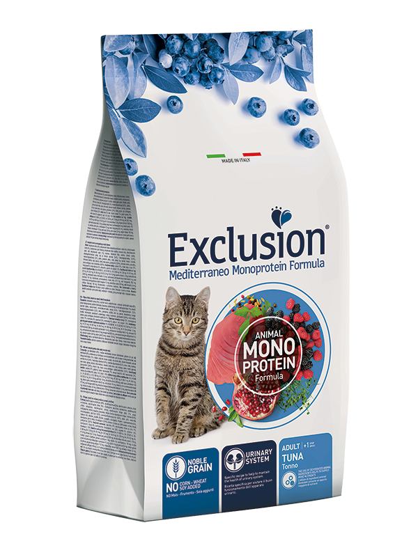Exclusion Mediterraneo Adult + al Tonno e Grano Nobile Cibo Secco per Gatti Adulti