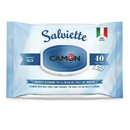 Camon 40 Salviette Al Talco Per Cani Gatti e Cuccioli