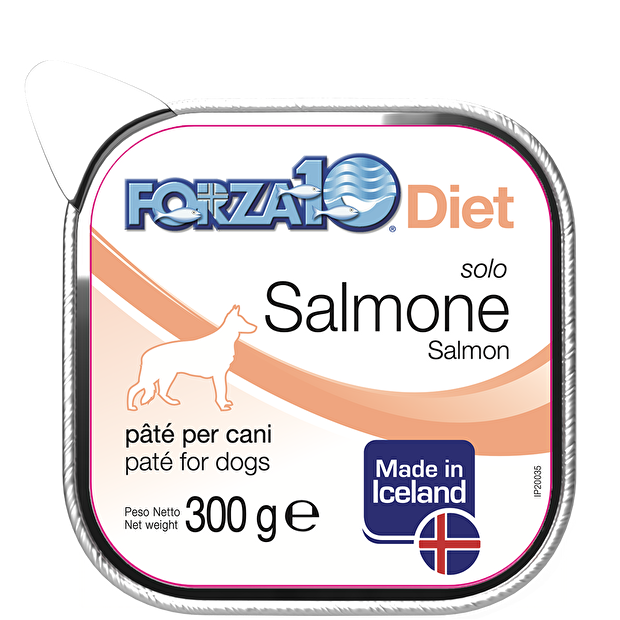 Forza 10 Solo Diet Paté 300 Grammi Cibo Umido per Cani Adulti di Tutte le Taglie - 10 Vaschette