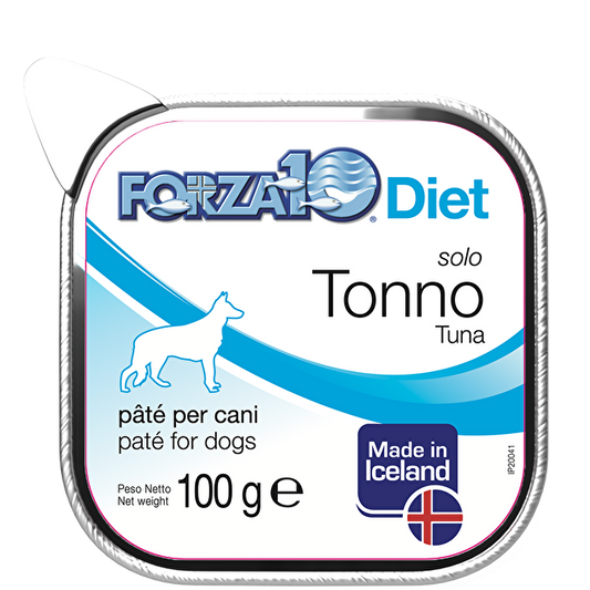 Forza 10 Solo Diet Paté 100 Grammi Cibo Umido per Cani Adulti di Tutte le Taglie - 16 Vaschette