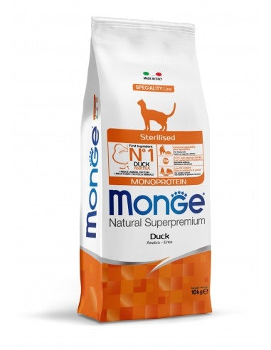 Monge Natural Superpremium Sterilised Monoprotein Anatra Cibo Secco per Gatti Adulti Sterilizzati