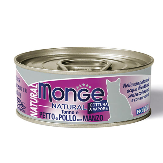 Monge Natural Pezzetti 80 Grammi Cibo Umido per Gatti Adulti - 6 Lattine