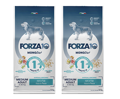 Forza 10 Medium Diet Adult al Pesce Cibo Secco per Cani Adulti di Taglia Media
